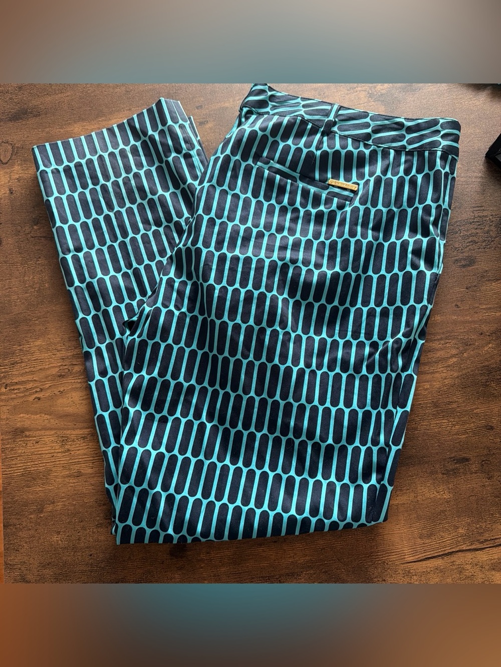 Navy Blue  and TealPrint Pants